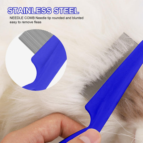 2 Packs Pet Hair Comb, 2 in 1 Multifunctional Pet Hair Comb for Grooming and Dehairing Face and Paws (Blue)
