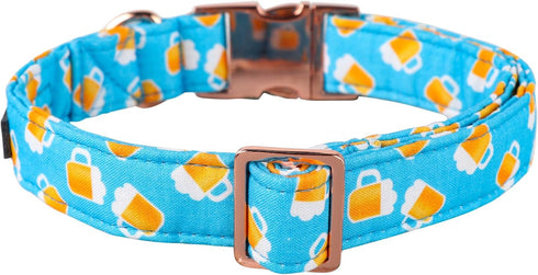 MR. CHUBBYFACE Spring Summer Dog Collar, Cute Blue Beer Collar for Small Medium Large Dogs