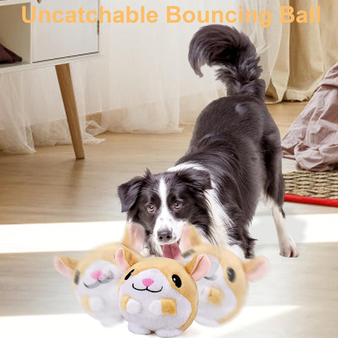 Mity Rain Interactive Dog Toys: Automatic Rolling Jumping Vibrating Wiggling Ball, Squeaky Ball with Chewable Plush