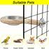 ASOCEA Bird Perch with Feeding Cups, Parrot Wood Stand Toy, Bird Cage Accessory with Stainless Steel Bowls