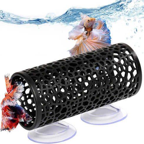 Quaziret 1Pc 4 Inch, Betta Tunnel, Betta Fish Toys with Suction Cups, Betta Hideout Tube for Small Fish, Shrimp