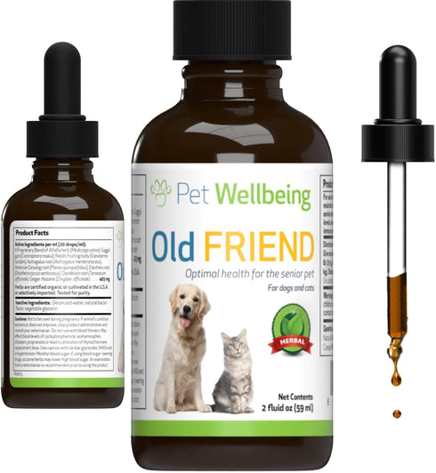 Pet Wellbeing Old Friend for Senior Dogs, 2 oz - Vet-Formulated Natural Herbal Supplement for Joint Mobility Support