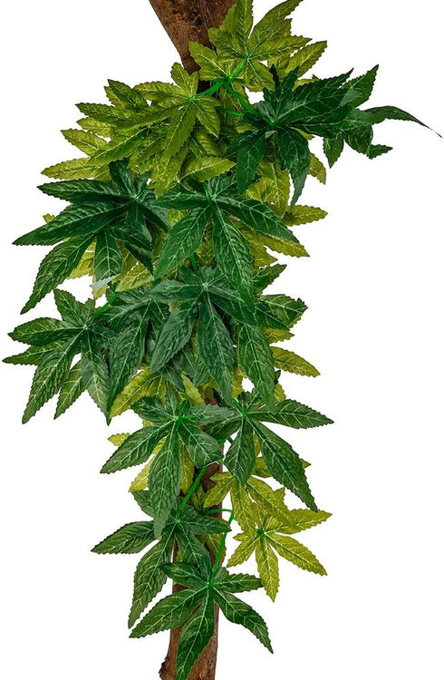 2 Pack Reptile Silk Plants with Suction Cups - Realistic Climbing Vines & Grass Leaves for Terrarium Decor