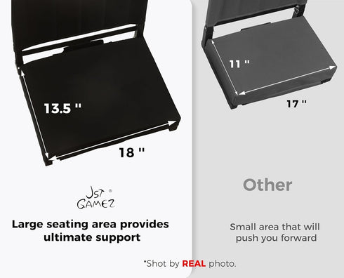 18.5in 3in Stadium Seats with High Back Support and Thick Foam Cushion Bleacher Chairs with Back and Cushion -Portable