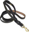 6 Foot Braided Leather Dog Leash with Traffic Handle, Two Handles for Training and Safety, Black 6ft x 3/4 Inch