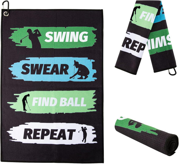Golf Towel, Printed Golf Towels for Bags with Clip, Funny Golf Gifts for Men, Golfers, Birthday Gifts