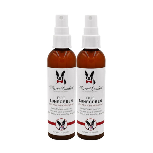 2-Pack (2 4 oz) 18% Warren London Dog Sunscreen Spray UV Shield with Aloe | Quick-Dry, Non-Greasy, Sunblock for Nose