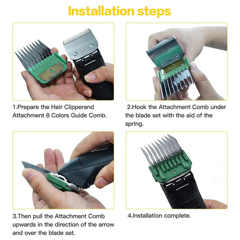 9 Set #10/15/30 Animal Stainless Steel Attachment Color Guide Comb Fit for Most Oster/Wahl/Andis Detachable-Style