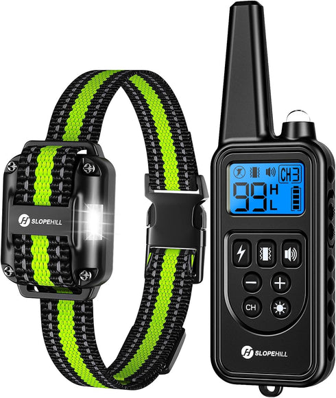 Dog Training Collar with 7 Modes, 2600Ft Remote Electronic Shock Collar for Small Medium Large Dogs, Green