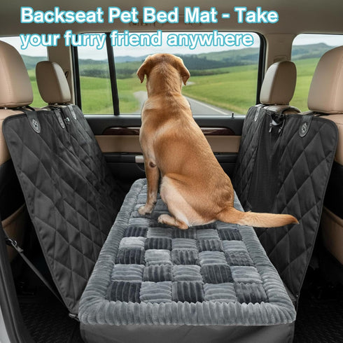 (25.2" 50.4") AiQInu Dog Car Bed for Back Seat, Washable Plush Dog Seat Cover, Non-Slip Soft Pet Mat for Car, Truck