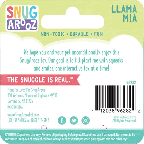 Health Extension SNUG AROOZ Cute Llama Mia Stuffed Animals for Dogs, Tough & Durable Soft Squeaky Toy (10 inches,