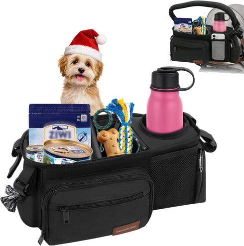 1419" Dog Stroller Organizer Bag, Dog Mom Gifts for Women Pet Stroller Caddy, Stroller Accessories with Cup Holder