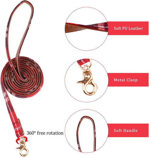 3 PCS Puppy Collar and Leash Set, Dog Collars for Small Dogs with Bow Tie, Bell, and Bandana Leather Collar for Puppies