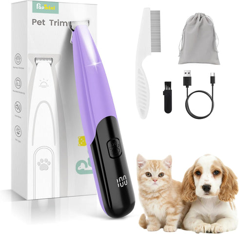 PAPMINI Dog Paw Trimmer with LED Light, 35dB Low Noise Paw Trimmers
