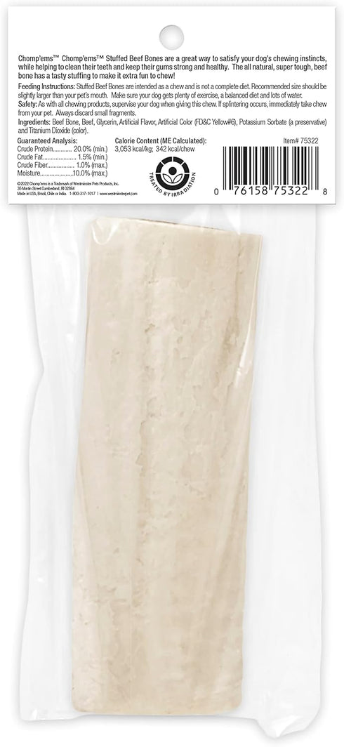 Chomp'ems Stuffed Rib Eye Bone 6" - Peanut Butter 1pk — Healthy Dog Treats