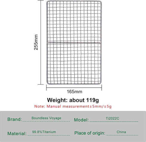 iBasingo Mini Outdoor Titanium Grill Mesh Net, Ultralight Baking Cooling Rack for Camping and Travel