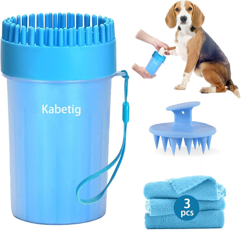 Kabetig 2-in-1 3 Dog Paw Cleaner Kit for Medium & Small Dogs - Quick Clean No Full Bath, Paw Wash Cup with Detachable