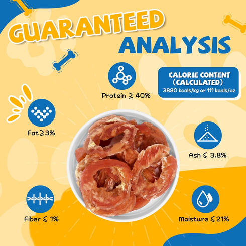 gazeupon Dog Treats Chicken Jerky Rings, Natural Chicken Breast, Healthy Training Rewards for Dogs w/Glucosamine
