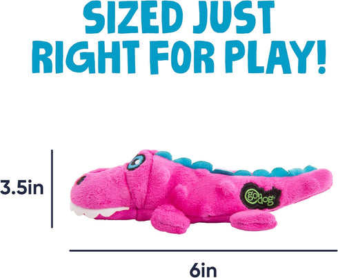 goDog Just For Me Gators Mini Plush Dog Toy - Tough and Squeaky