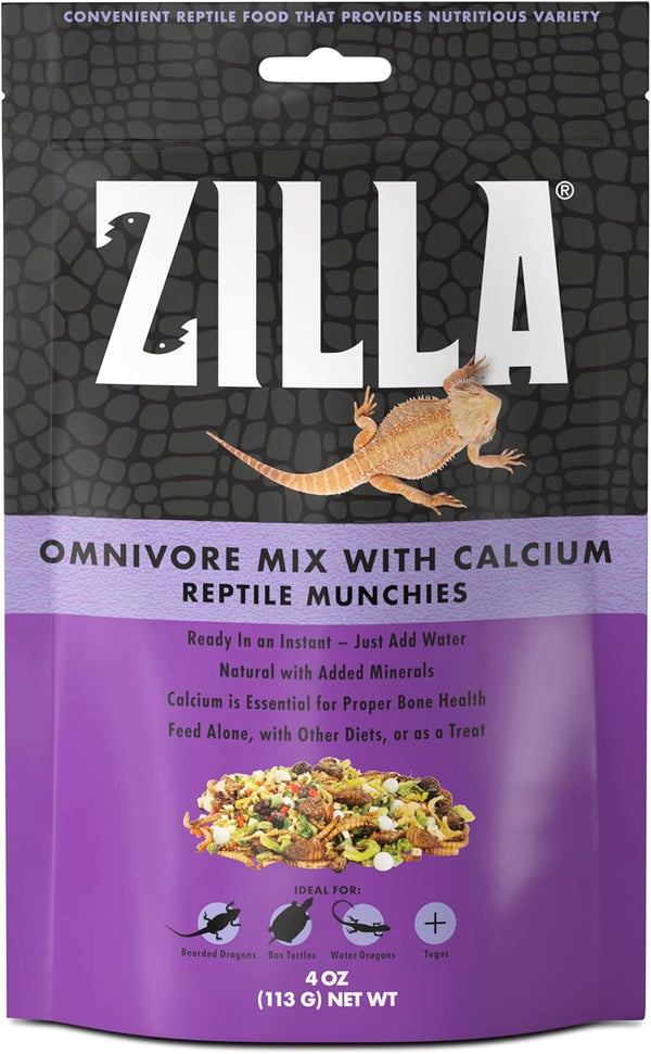Zilla Reptile Munchies - Omnivore Mix with Calcium, 4 oz