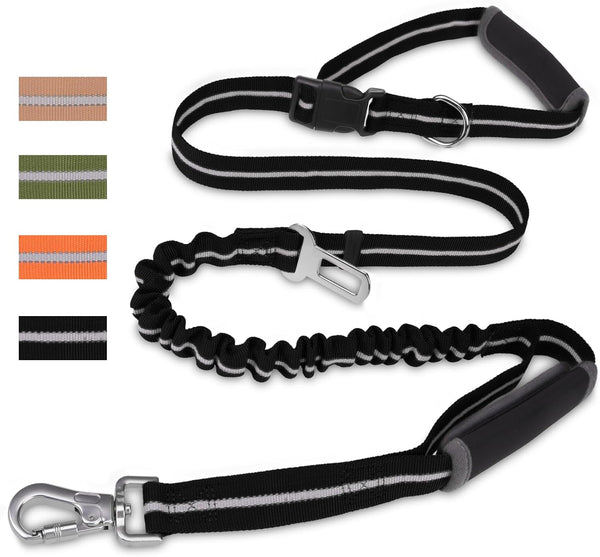 PUPTECK Heavy Duty Bungee Dog Leash for Medium & Large Dogs, No Pull Tactical Leash with Double Handles (Black)