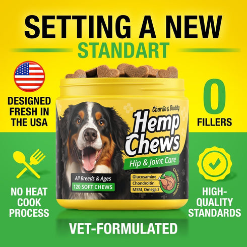 3 120 Glucosamine for Dogs - Hmp Calming Chews with Glucosamine & Chondroitin - Daily Support with MSM, Omega