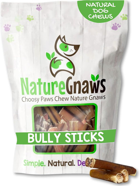 Nature Gnaws Bully Stick Bites for Small Dogs 2-4" (8oz) - Long