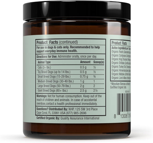 Immune 2.11 oz. (60 Dr. Mercola Bark & Whiskers Organic Fermented Mushroom Blend - Cat & Dog Supplement - Supports