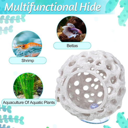 Tucnoeu Shrimp Dome Hide, Shrimp Tank Accessories, Shrimps Hides for Aquarium, Gray ABS Shrimps Cave with Suction Cup