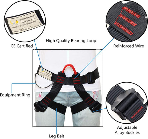 Rock Climbing Gear, Half Body for Rappelling, Fire Rescuing, Tree Climbing