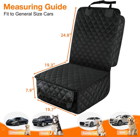 PETICON Waterproof Front Seat Car Cover, Full Protection Dog Car Seat Cover with Side Flaps, Nonslip Scratchproof Front