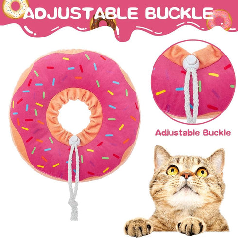 BINGPET Cute Donut Recovery Collar for Cats and Puppies, Soft Adjustable Protective E Collar After Surgery