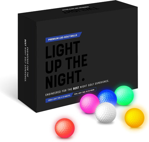 Premium LED Night Golf Balls - Set of 6, Ultra Bright Glow for Nighttime Play, Durable Light-Up Balls