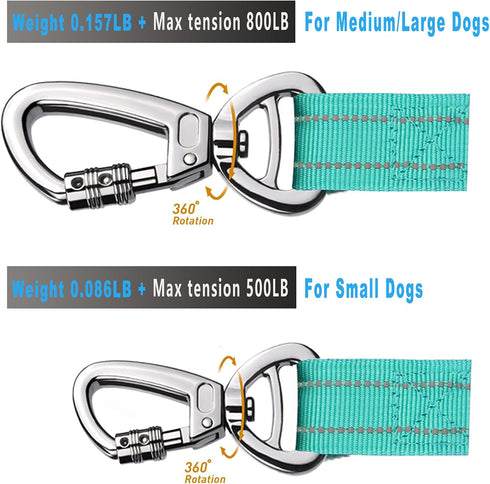 Reflective Heavy Duty Dog Leash with Car Seat Belt and Padded Handle, Tactical No Pull Leash for Large Medium Dogs,