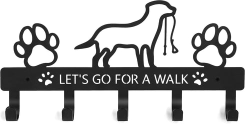 PET ARTIST Dog Leash Holder for Wall, Metal Hooks for Decorative Storage, 5 Hooks for Dog Collar & Leash Set