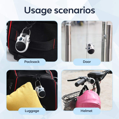 Snowboard Lock Cable Lock: 3 Digit Adjustable Combo Mini Ski Lock with 29.5-Inch Steel Cable