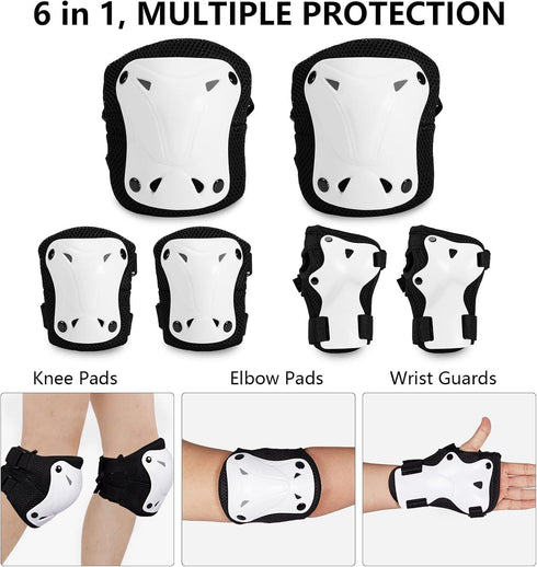 SKT HP Protective Gear for Adults, Knee Pads, Elbow Pads, Wrist Guards for Inline Skating and Biking