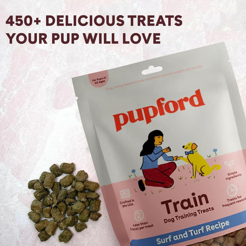 Pupford Freeze Dried Training Treats: 240+ Six Ingredient Bites for Dogs & Puppies, Surf & Turf, 5 oz