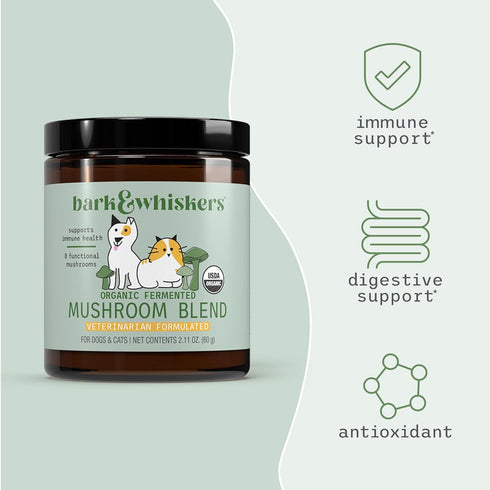 Immune 2.11 oz. (60 Dr. Mercola Bark & Whiskers Organic Fermented Mushroom Blend - Cat & Dog Supplement - Supports