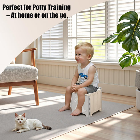 Generic 9.1" Foldable Travel Potty - Compact Collapsible Portable Toilet Seat with Cleaning Bags for Car, Camping