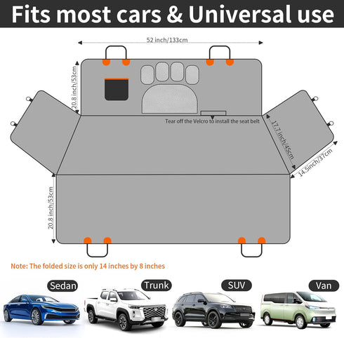 3, 600D Hammock, Back Seat Pet Cover for Dogs with Mesh Window - Tesla Model SUV, Sedan, Waterproof Heavy Durable