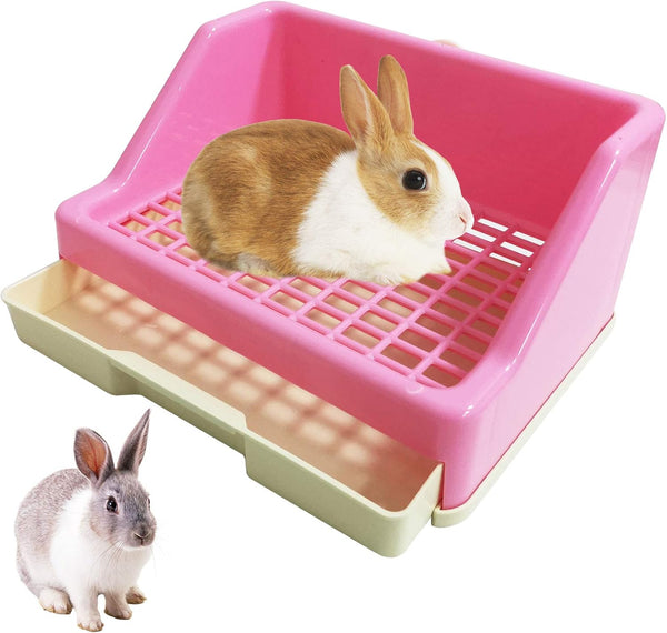 kathson Rabbit Litter Box Trainer Small Animal Potty Corner Toilet with Drawer