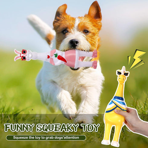 8 Toys(12.6 Inch,Animal Pcs Silly Rubber Chicken Screaming Chicken Dog Toy with Squeaker Large Squeaky Prank Noise