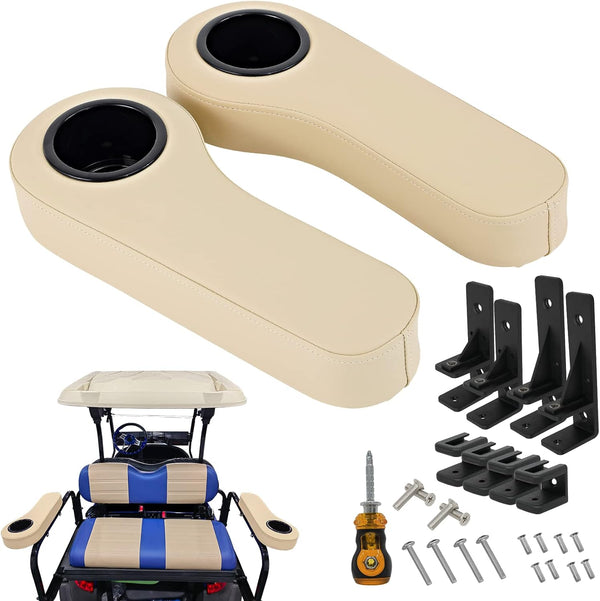 XUANYUDG0769 Golf Cart Armrest with Cup Holder for EZGO TXT, Club Car DS Precedent, Yamaha Rear Seat Kit