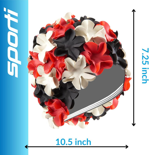 Sporti Flower Swim Cap for Women - Stylish Heavy-Duty Rubber Hair Protection for Water Enthusiasts