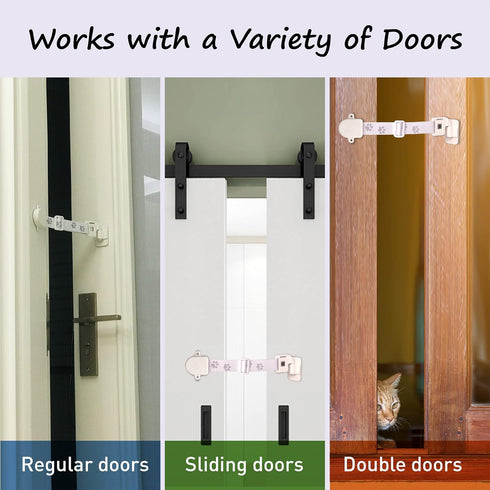 Adjustable Door Strap and Latch - Textile Cat Door Latch to Keep Dog Out of Litter Box, Economical Alternative to Pet