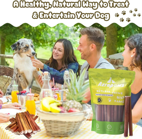 AZRAPAWS 6 Inch Bully Sticks for Dogs Beef Collagen Dog Chews for Large Dogs, Medium and Small Breeds Healthy Bully