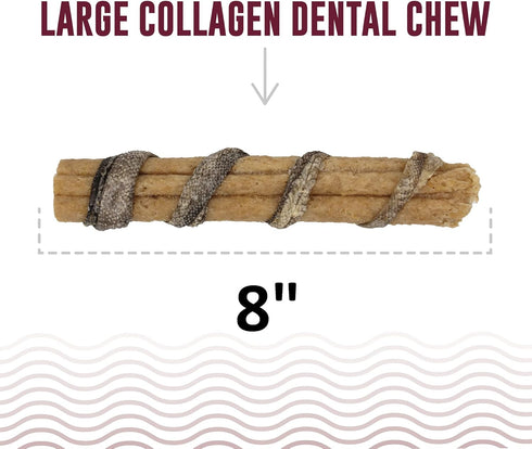 Icelandic+ Beef Collagen Dental Chew Stick Wrapped with Fish 8" Dog Treat