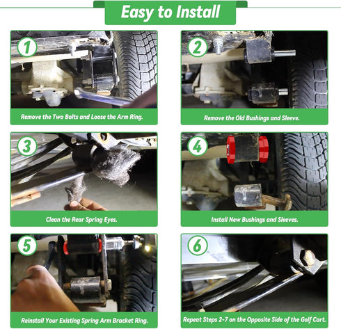 Golf Cart Rear Leaf Spring Bushing Kit - For 1994-Up EZGO TXT/Medalist and 1981-Up Club Car DS