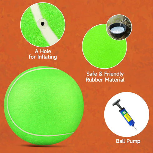 Giant Large Tennis Ball for Dogs: 9.5" Big Ball for Outdoor Play, Green Dog Tennis Ball